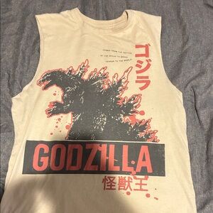 Godzilla Men's Sleeveless Tank Top - Cream